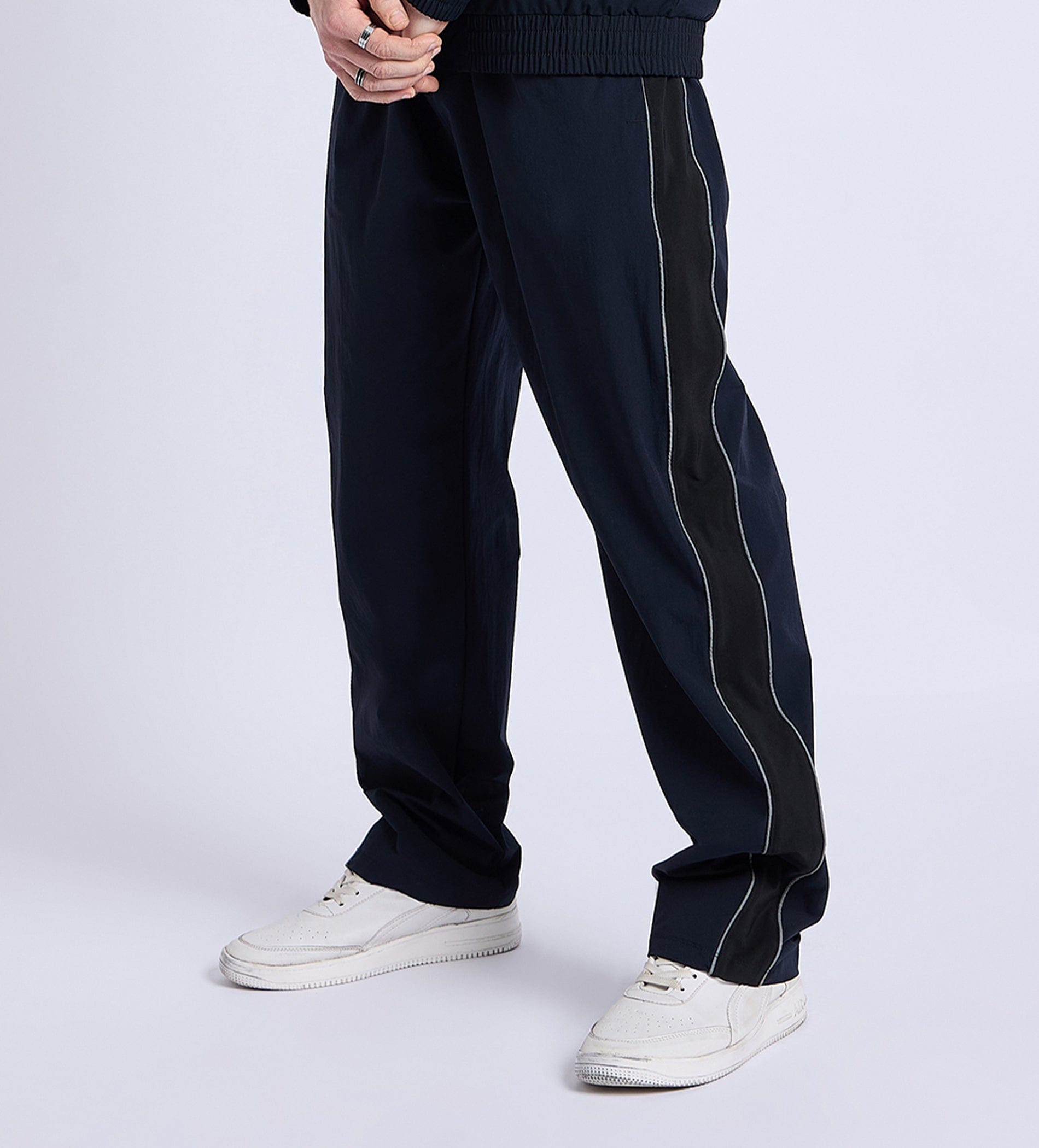 Track Pants Open Bottom Trackpant Reflector Flair Navy Trackpant For Men