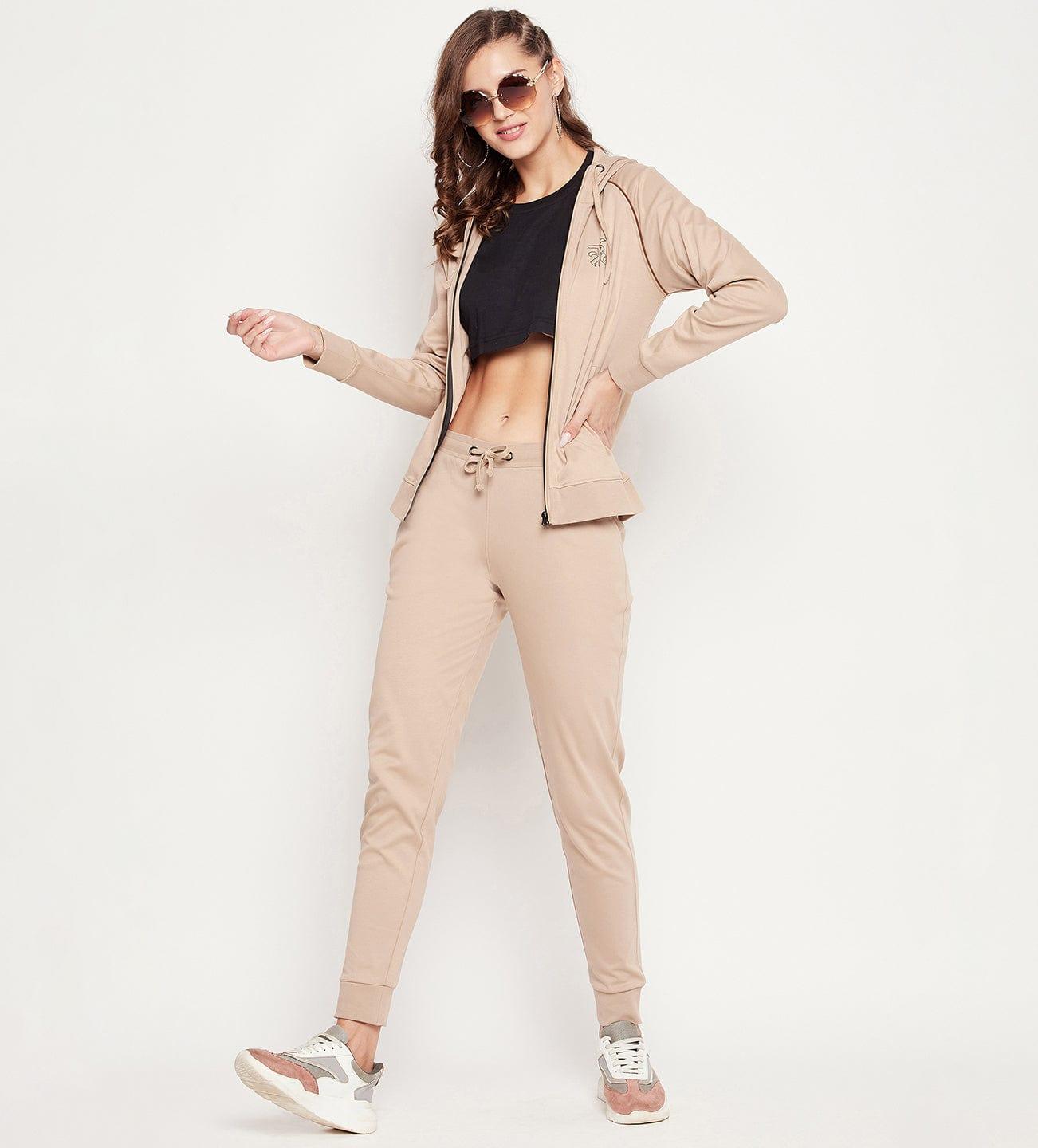 Track Suits All Season Track Suit Beige Slim Fit Zip up All Season Tracksuit for Women