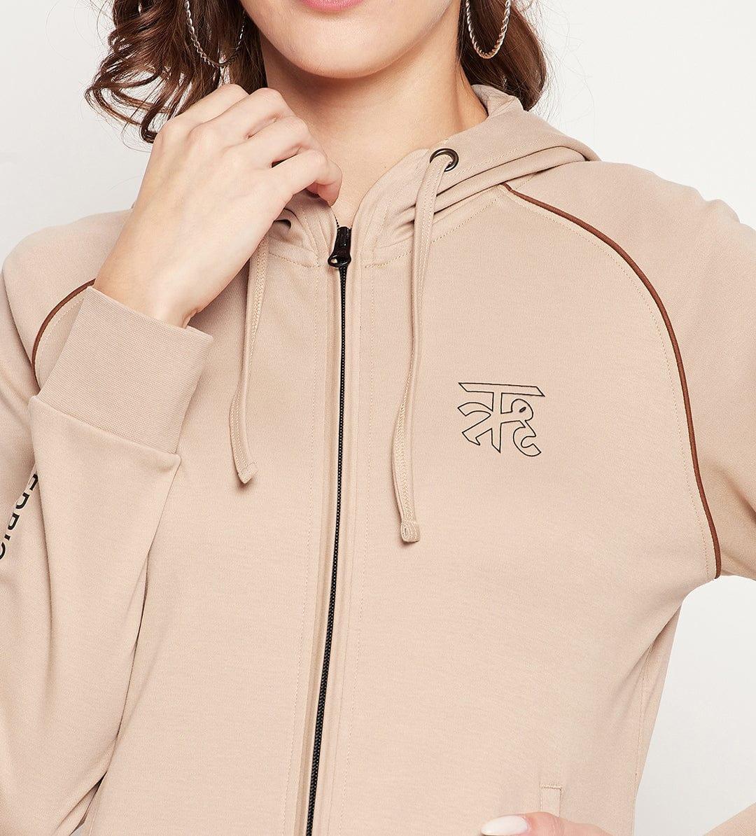 Track Suits All Season Track Suit Beige Slim Fit Zip up All Season Tracksuit for Women
