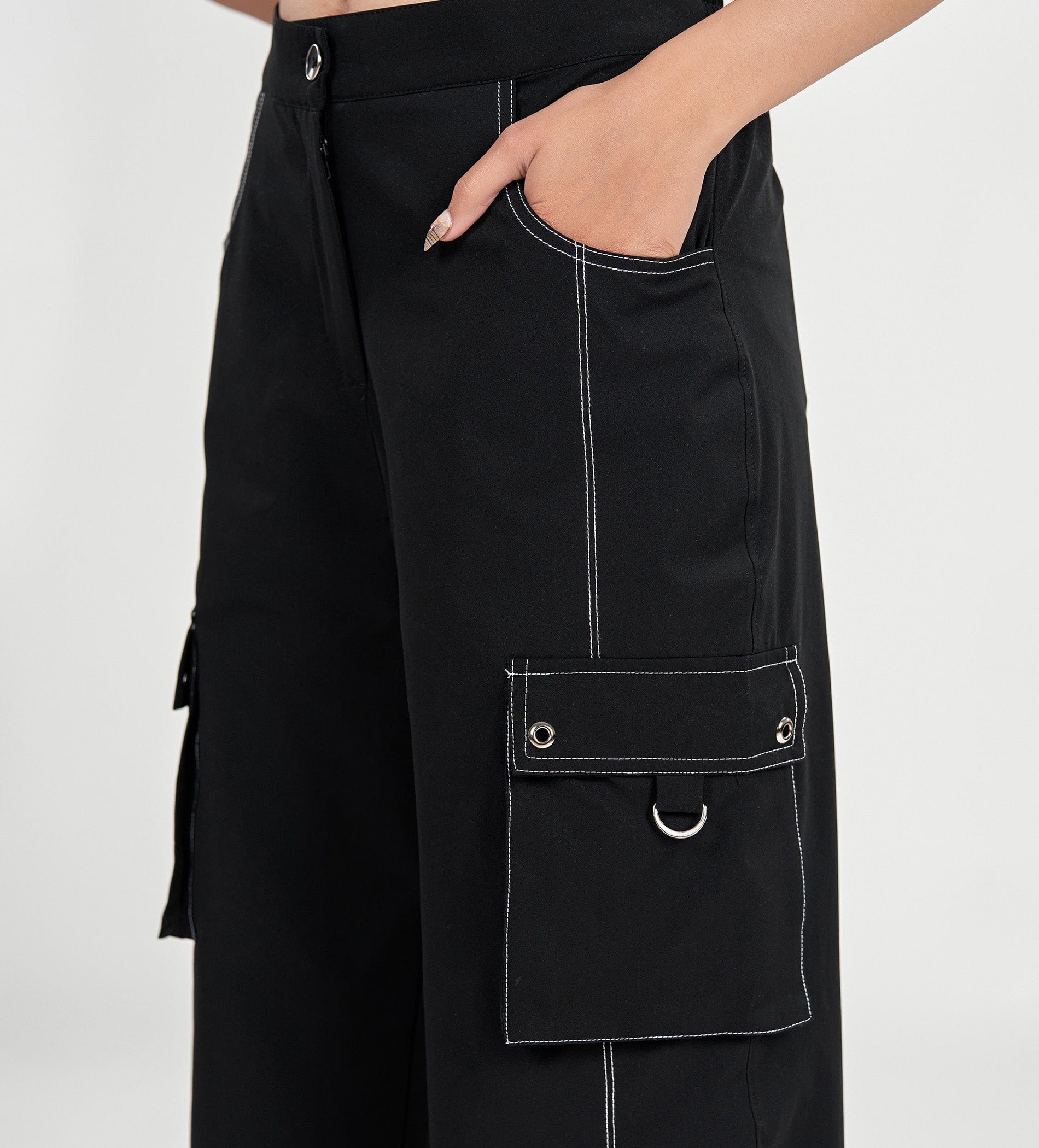 Trackpants Cargos Black Multi-Pocket Cargo