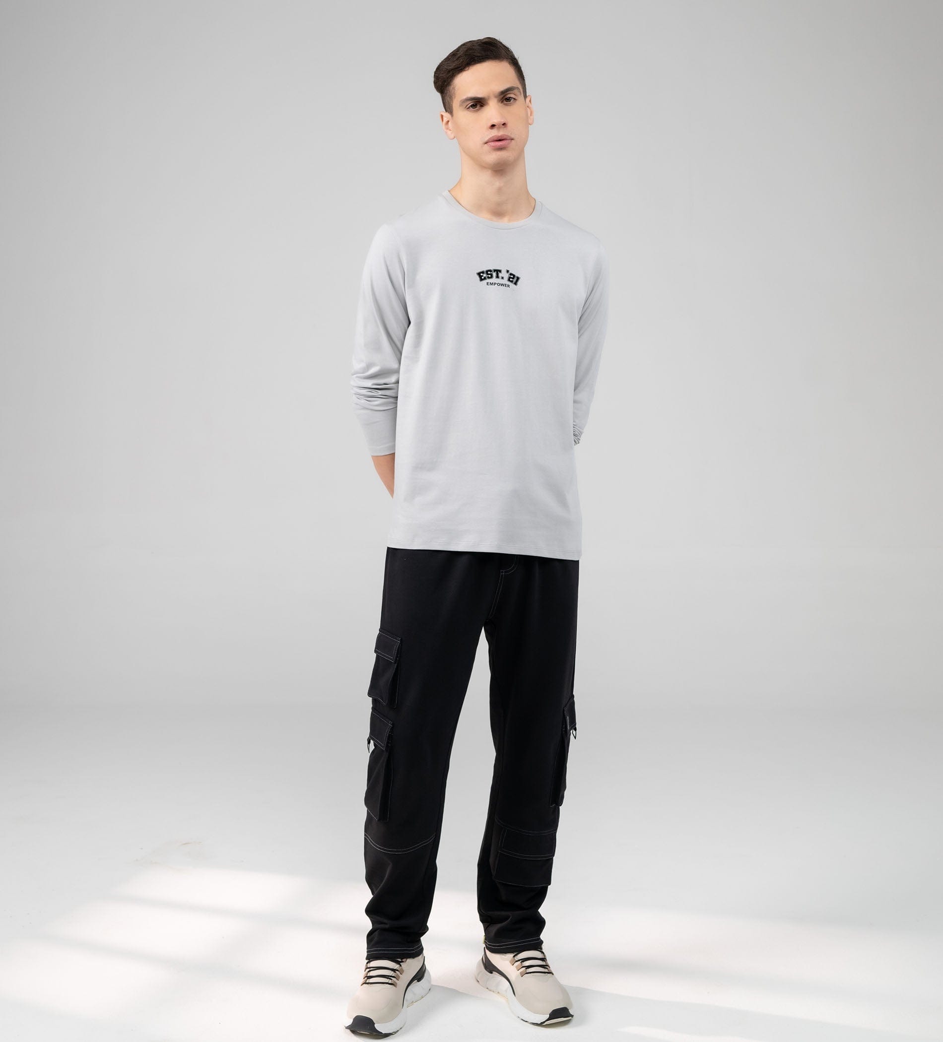 Trackpants Cargos Black Wide-Leg Contrast Men's Trackpant