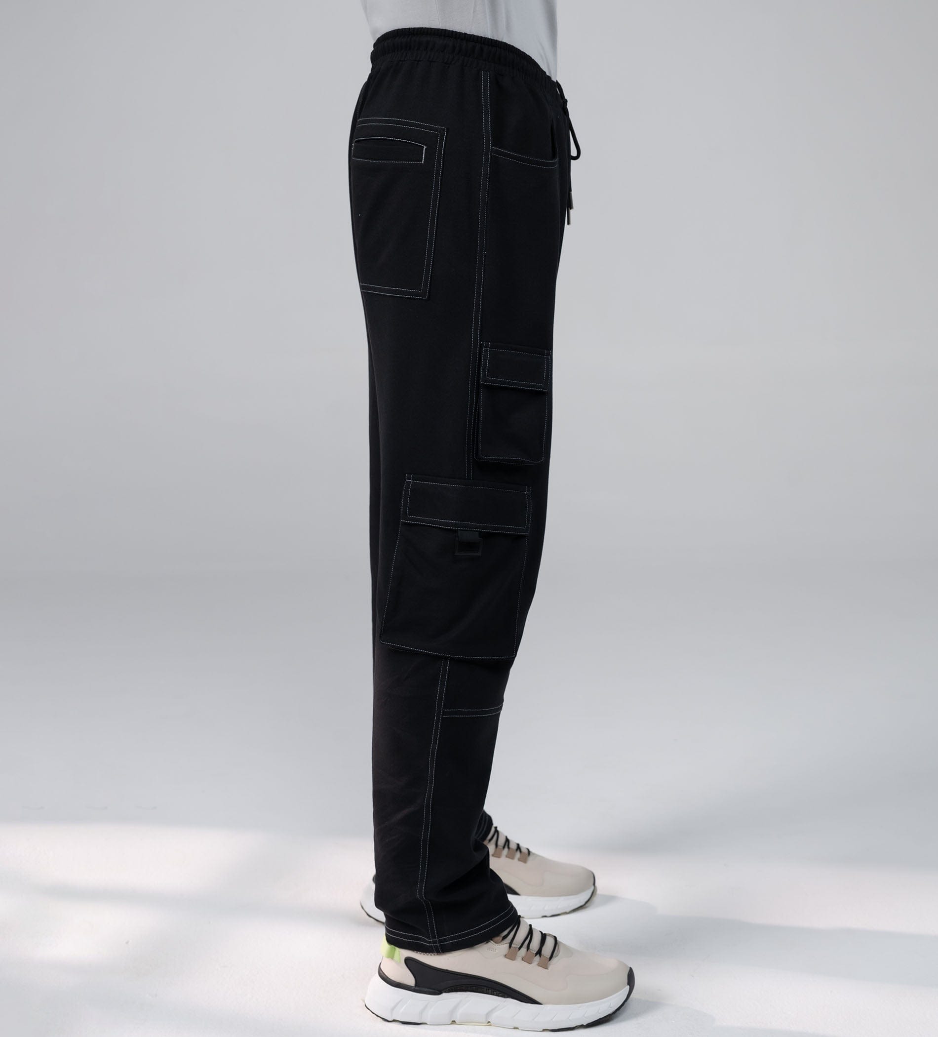 Trackpants Cargos Black Wide-Leg Contrast Men's Trackpant