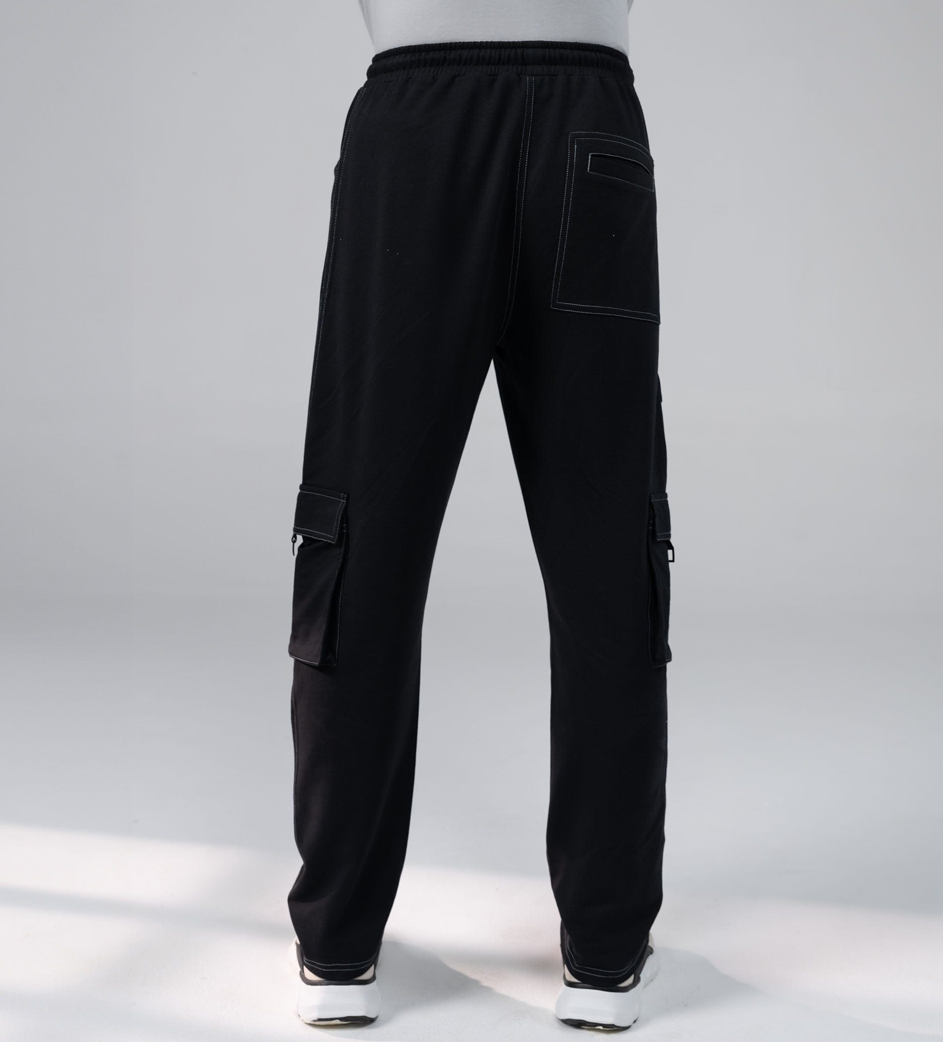 Trackpants Cargos Black Wide-Leg Contrast Men's Trackpant