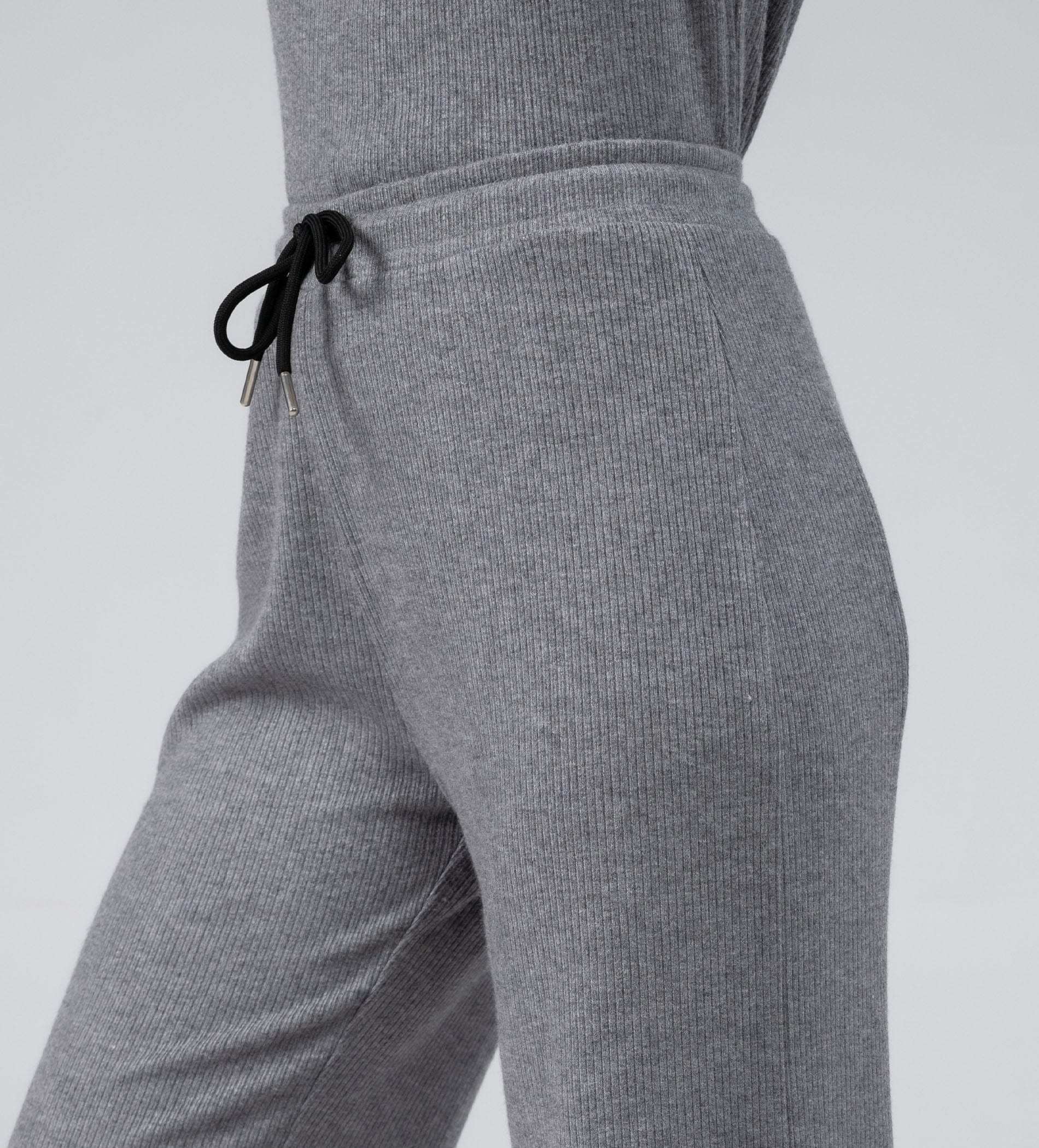 Trackpants Drawstring Trackpants Grey Versatile Rib Knit Trackpant