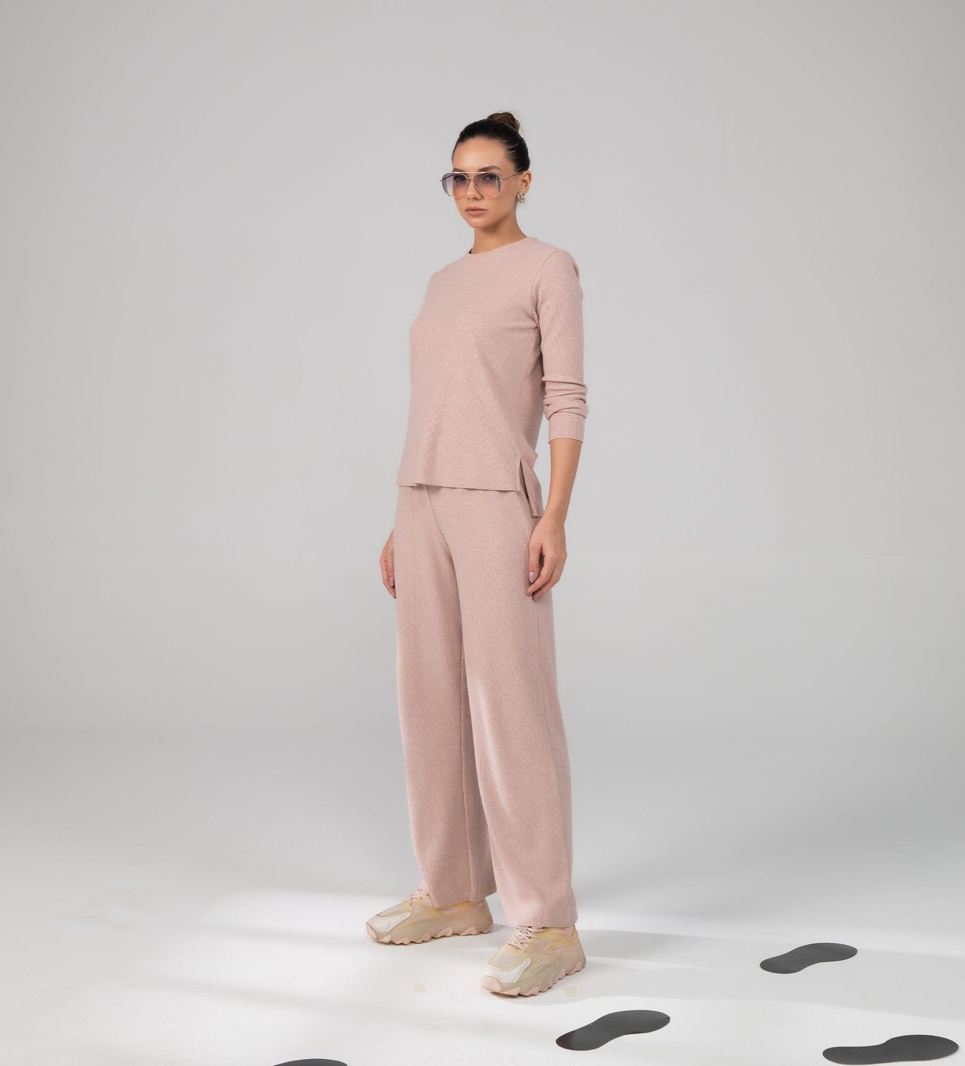 Trackpants Drawstring Trackpants Pink Versatile Rib Knit grey Trackpant