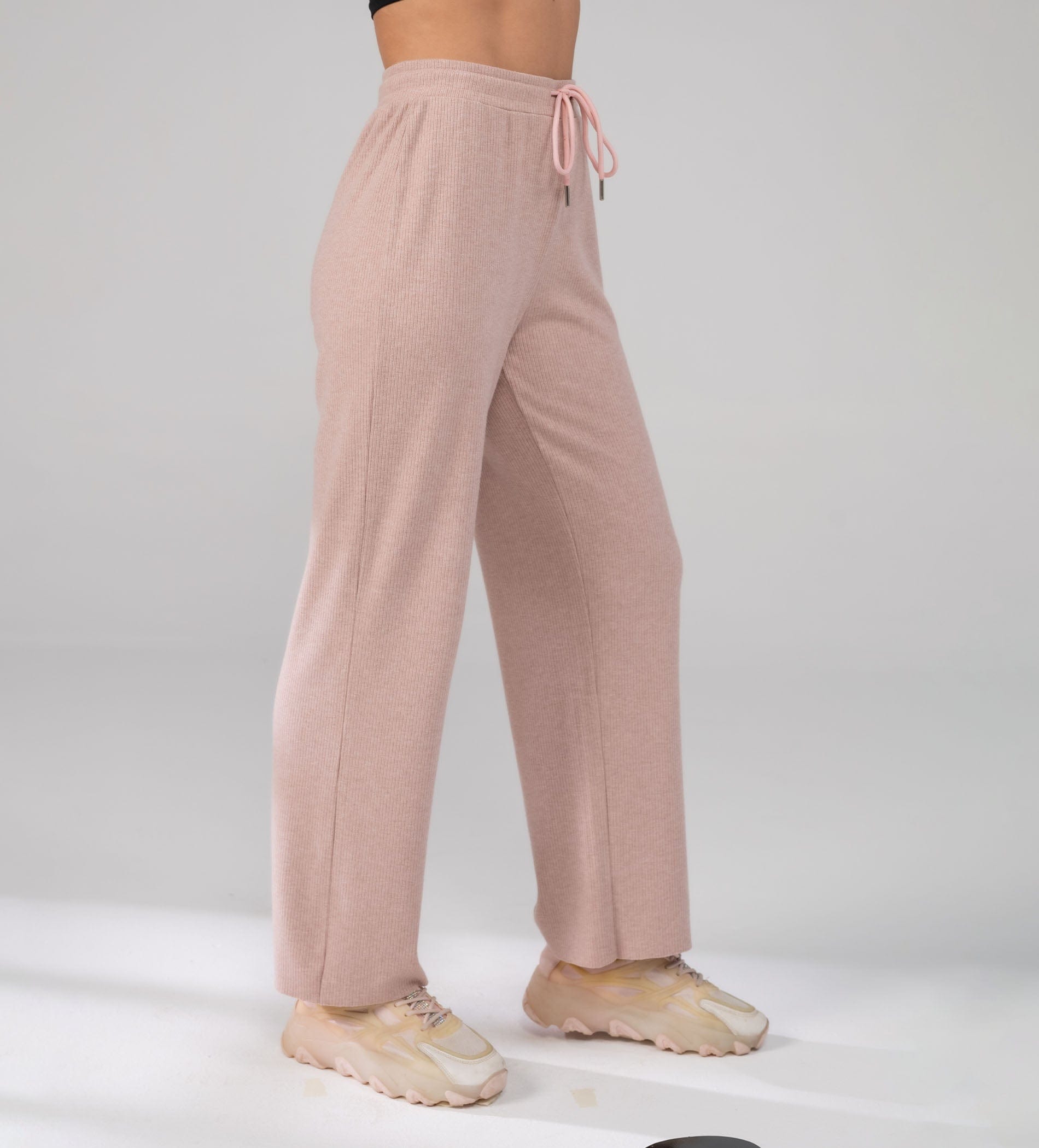 Trackpants Drawstring Trackpants Pink Versatile Rib Knit grey Trackpant
