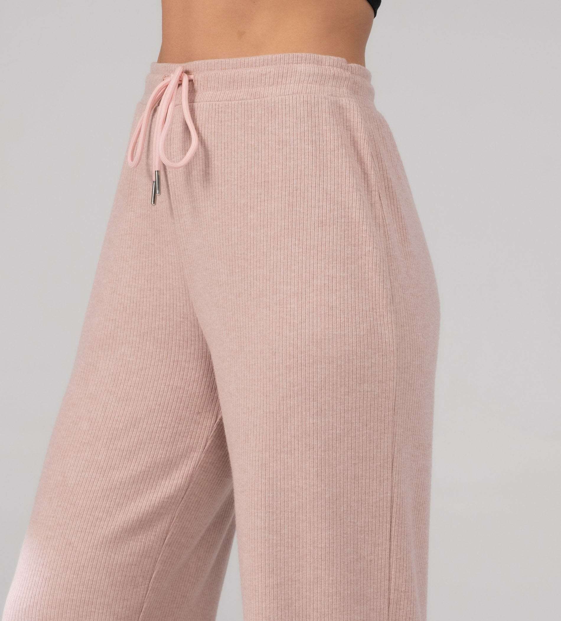 Trackpants Drawstring Trackpants Pink Versatile Rib Knit Trackpant