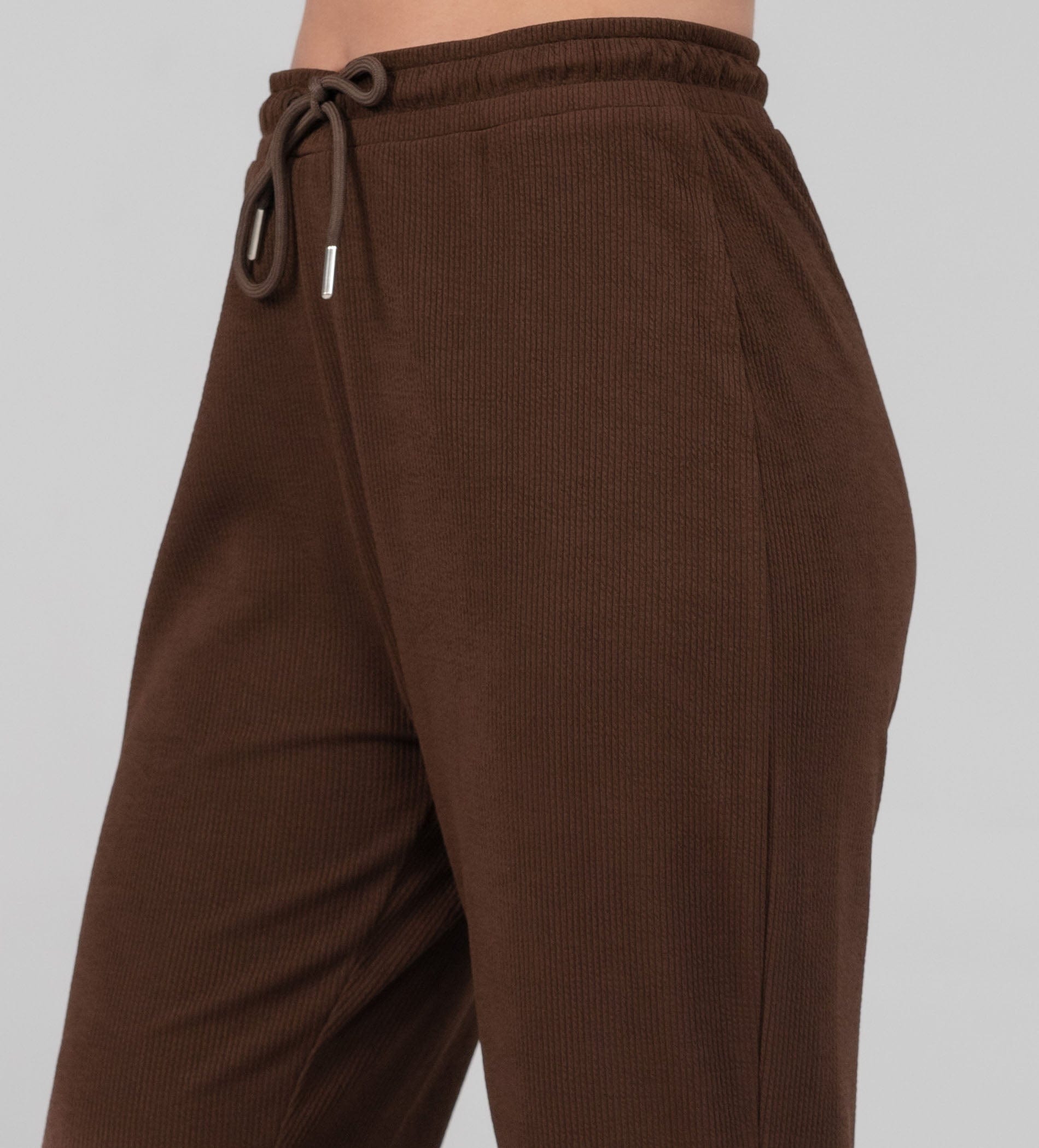 Trackpants Drawstring Trackpants Textured Rib Knit brown Trackpants