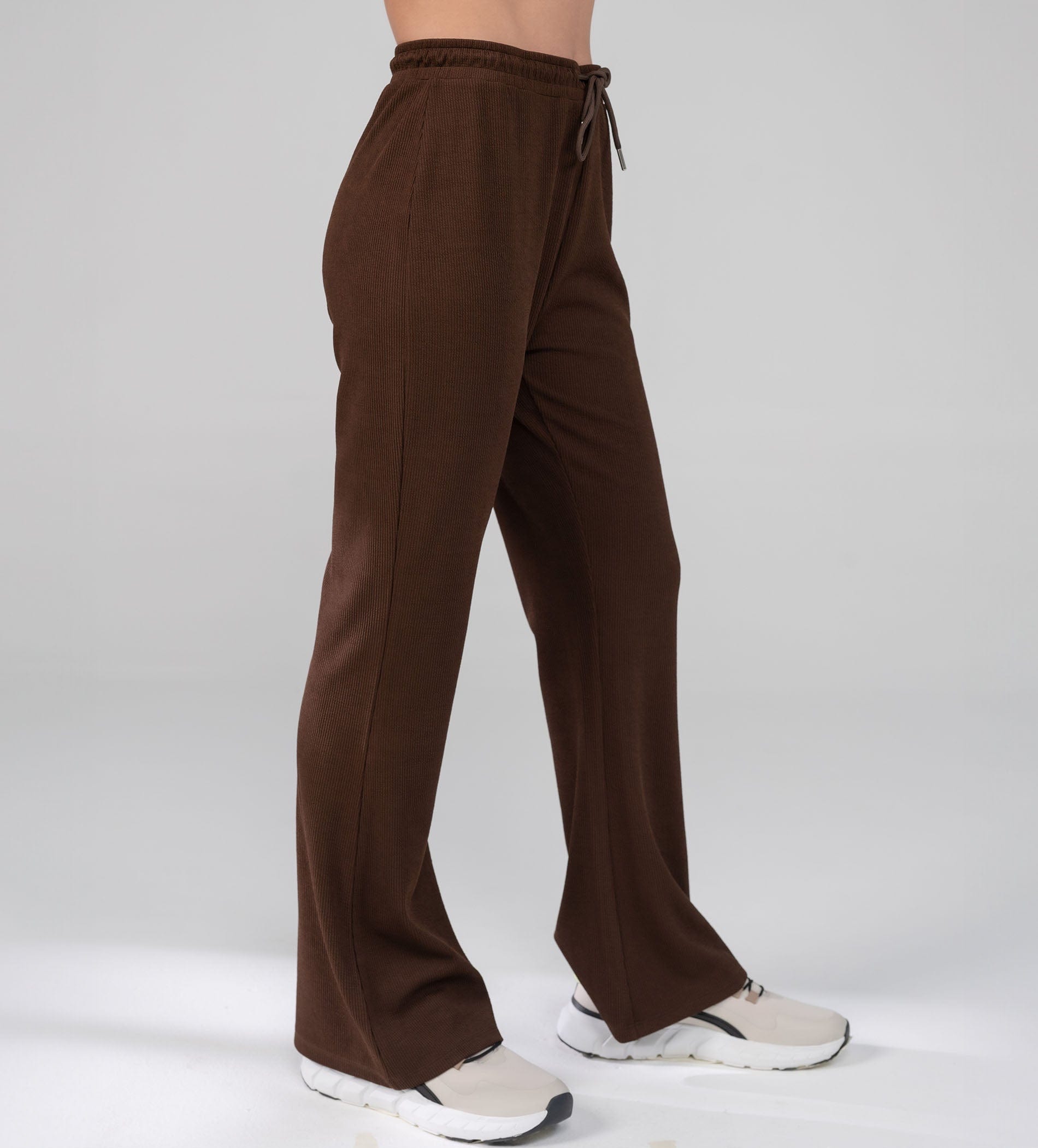 Trackpants Drawstring Trackpants Textured Rib Knit brown Trackpants