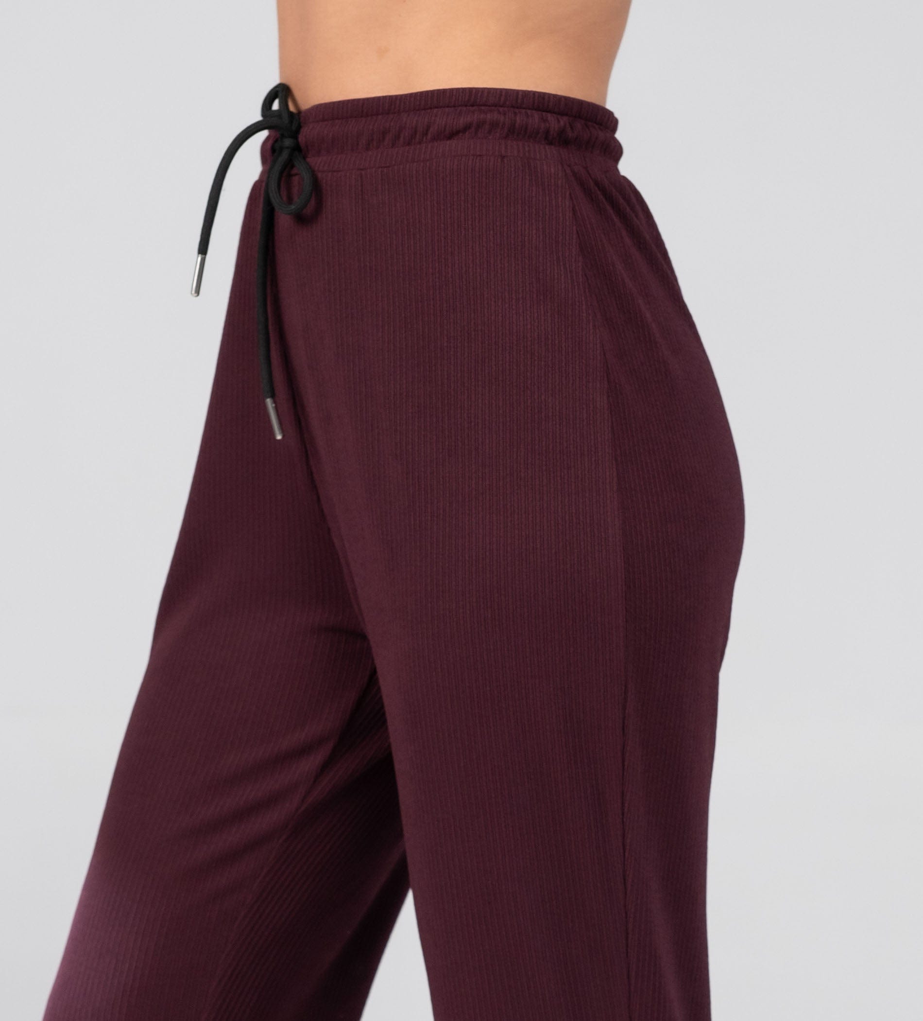 Trackpants Drawstring Trackpants Textured Rib Knit wine Trackpants