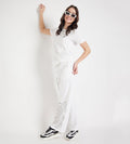Trackpants Drawstring Trackpants White Abstract Print Вottom