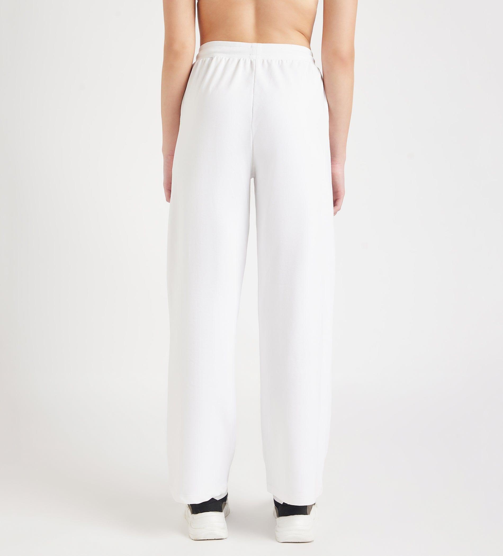 Trackpants Drawstring Trackpants White Abstract Print Вottom