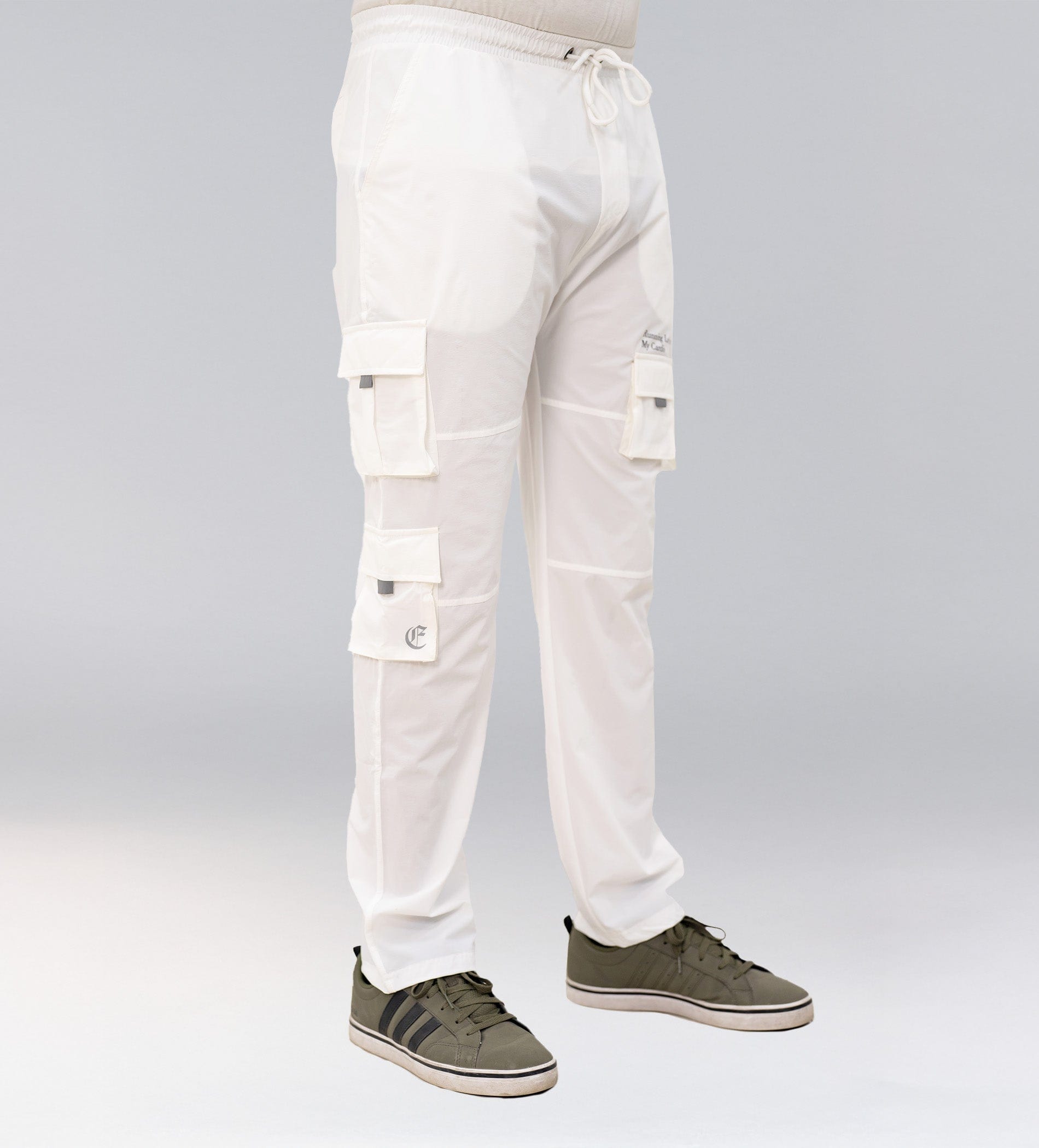 Trackpants Drawstring Trackpants White Ultimate Utility Reflective Cargo Trackpants