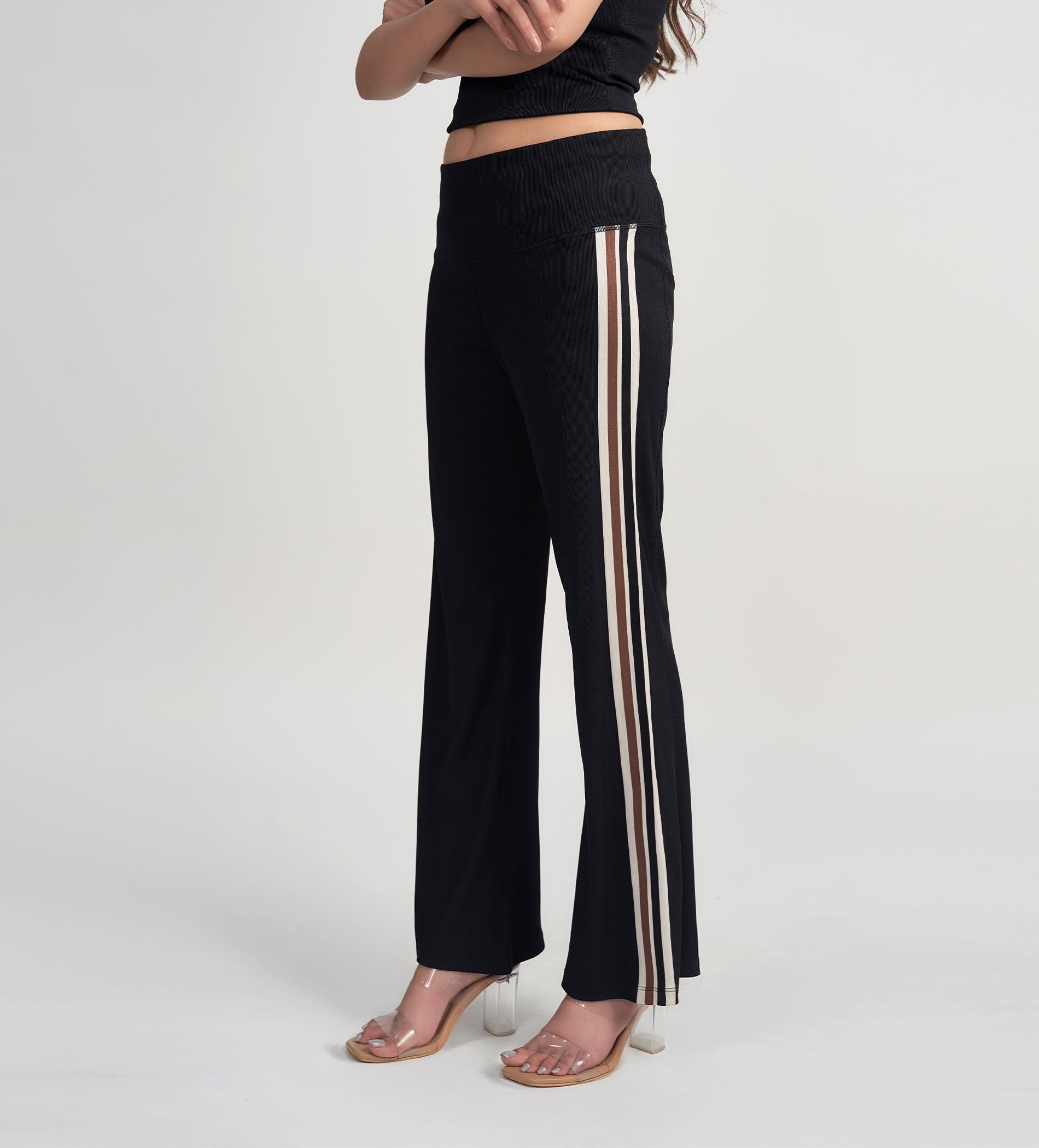 Trackpants Open Bottom Trackpant Sporty & Chic Black Bootcut