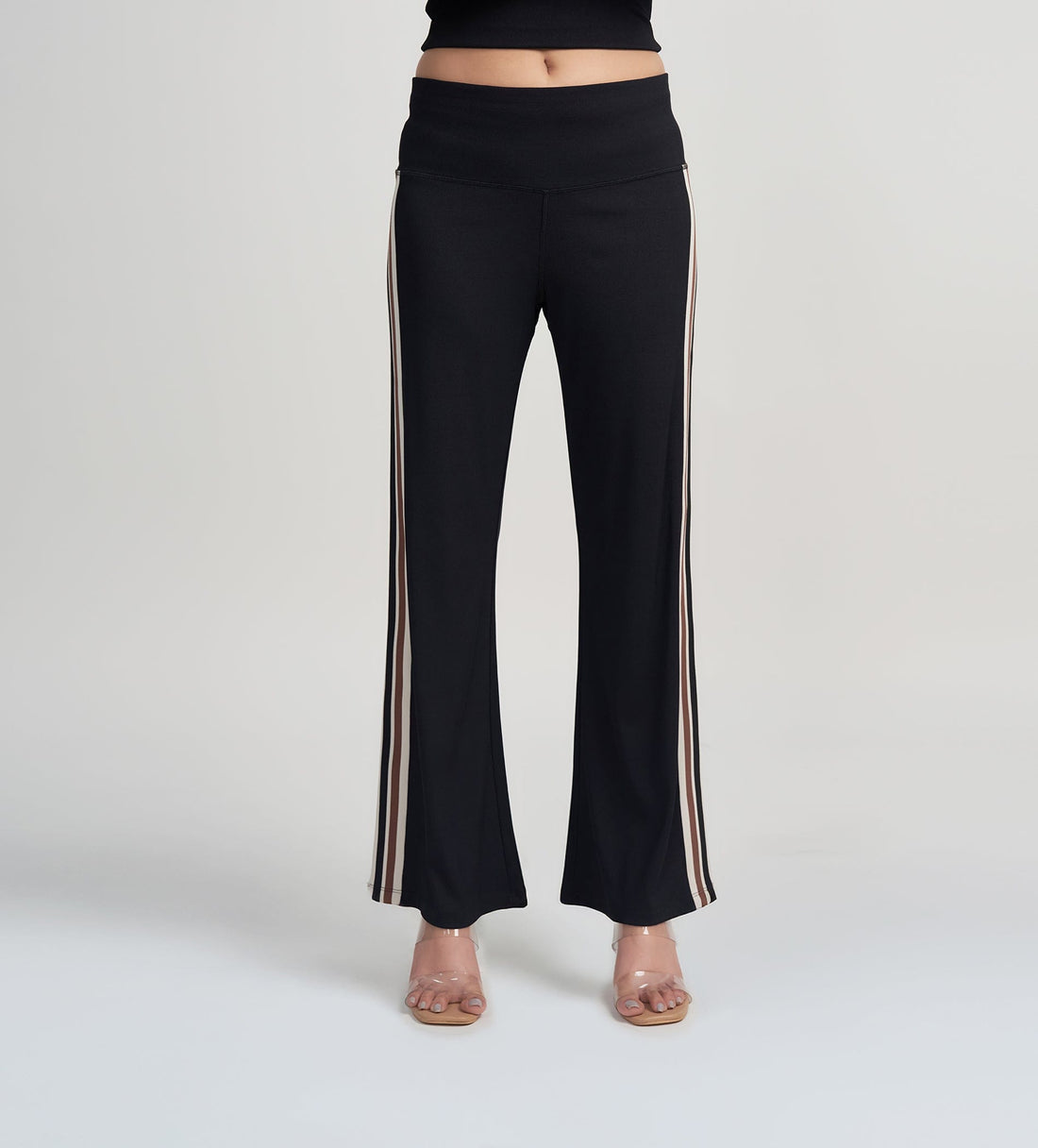Trackpants Open Bottom Trackpant Sporty & Chic Black Bootcut