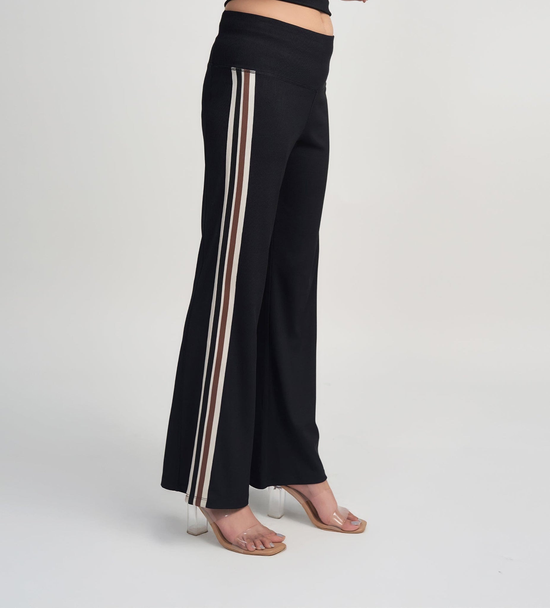 Trackpants Open Bottom Trackpant Sporty & Chic Black Bootcut
