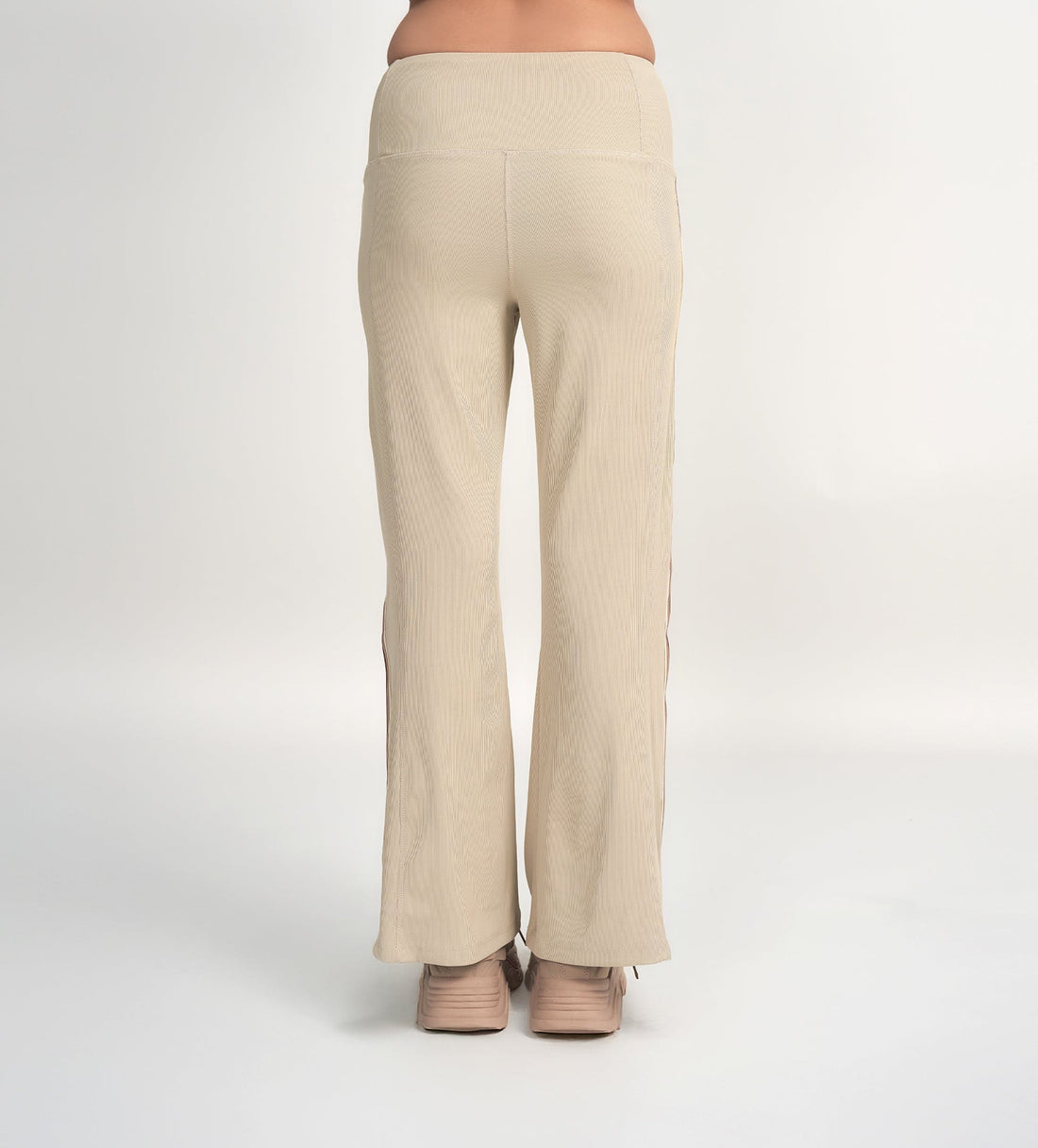 Trackpants Open Bottom Trackpant Sporty & Chic Cream Bootcut
