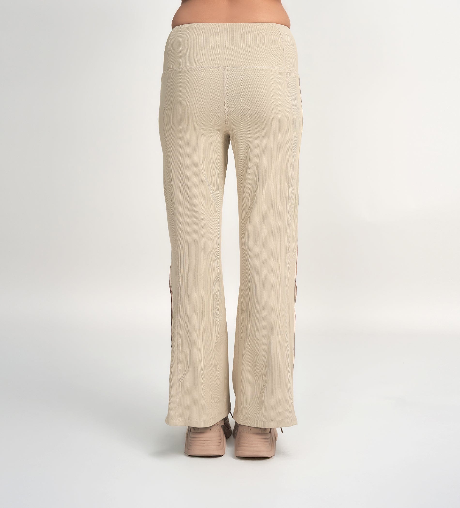 Trackpants Open Bottom Trackpant Sporty & Chic Cream Bootcut
