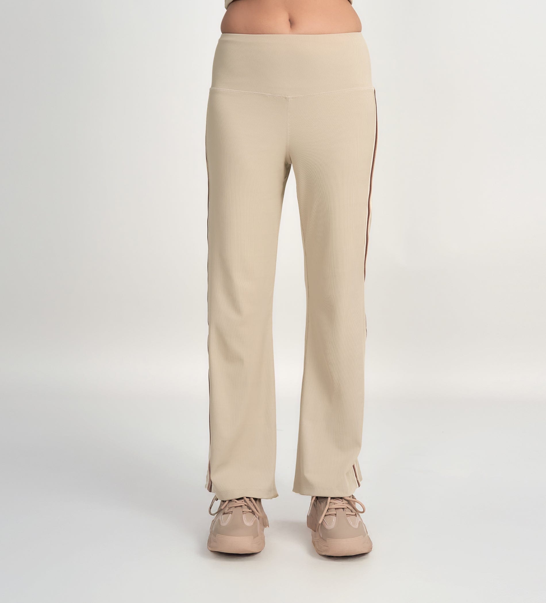 Trackpants Open Bottom Trackpant Sporty & Chic Cream Bootcut