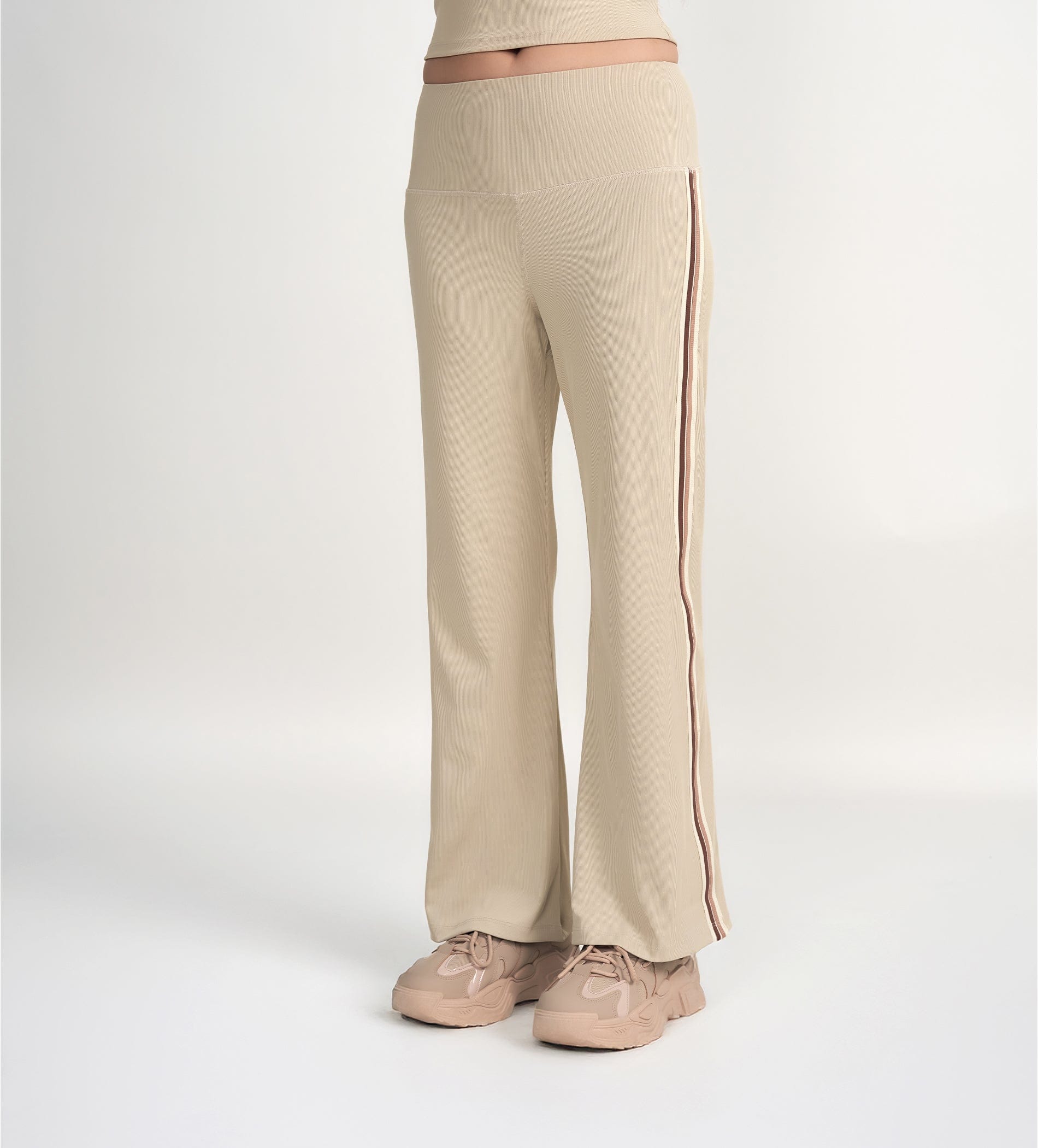 Trackpants Open Bottom Trackpant Sporty & Chic Cream Bootcut