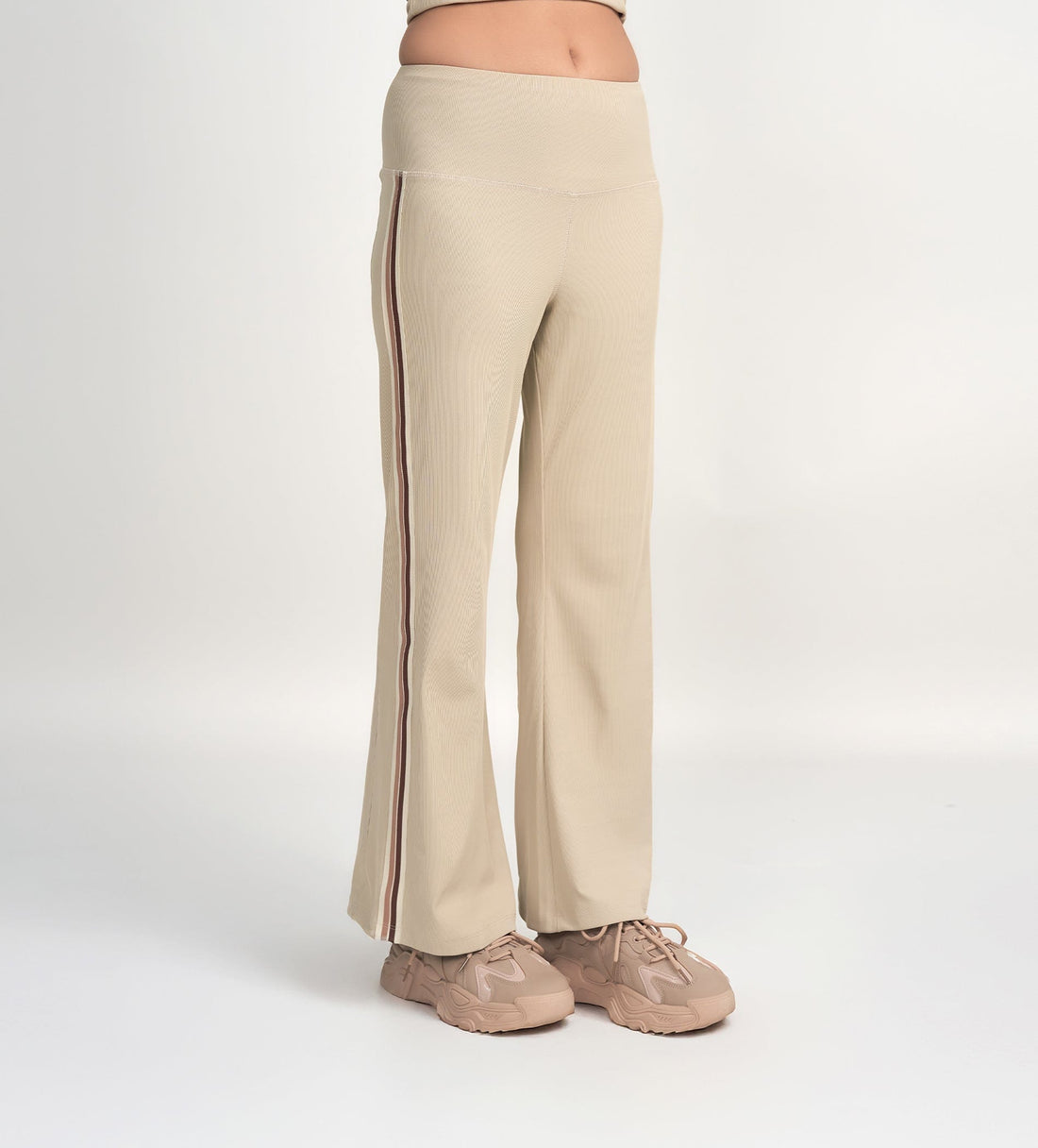 Trackpants Open Bottom Trackpant Sporty & Chic Cream Bootcut