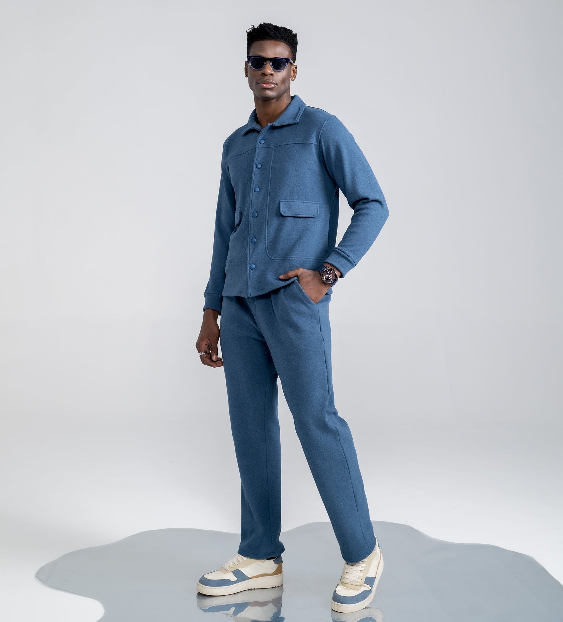 Trackpants STRAIGHT FIT TRACKPANTS Plush Blue bonded trackpants