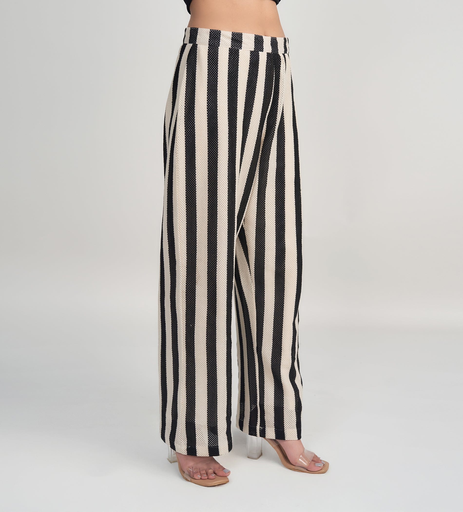 Trackpants Wide Leg Trackpant Black & Cream Crochet Pant