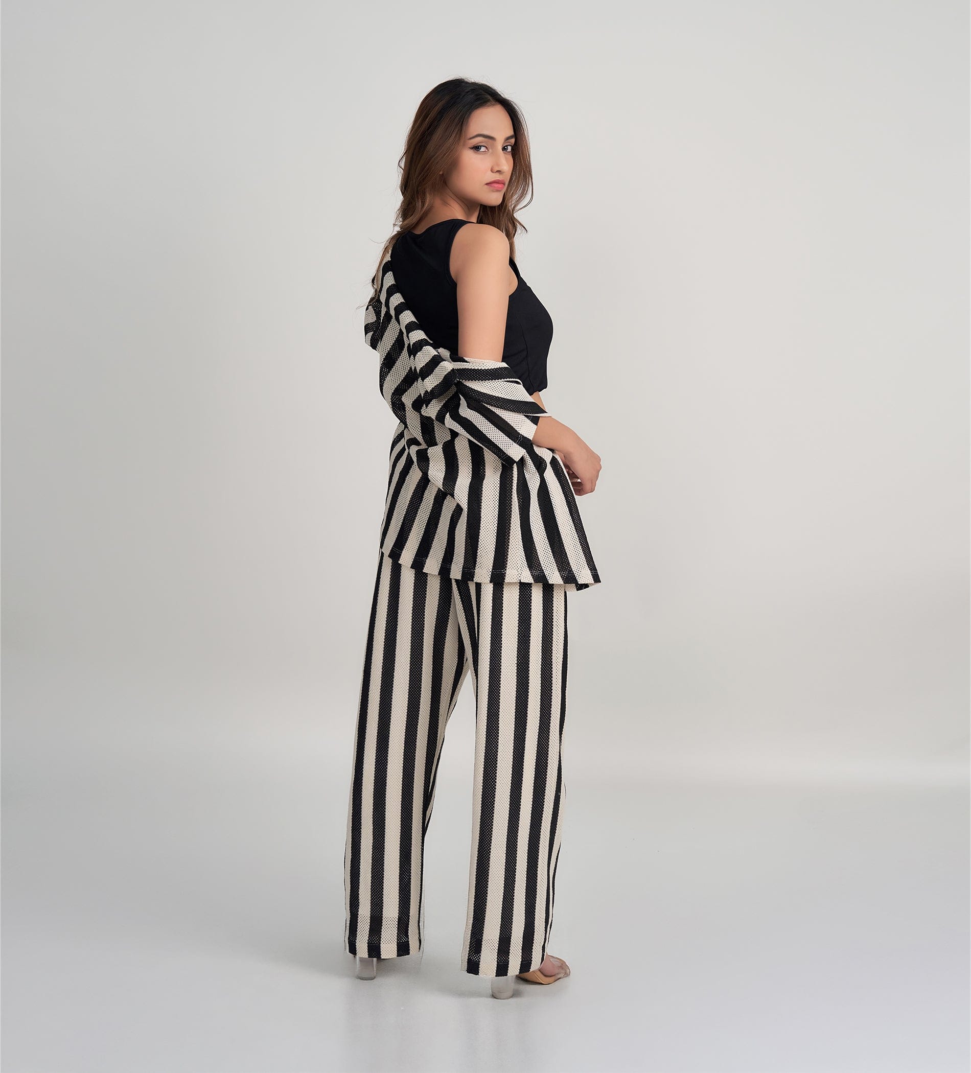 Trackpants Wide Leg Trackpant Black & Cream Crochet Pant