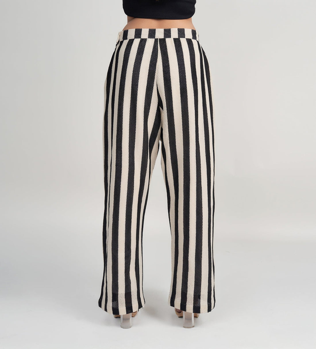 Trackpants Wide Leg Trackpant Black & Cream Crochet Pant