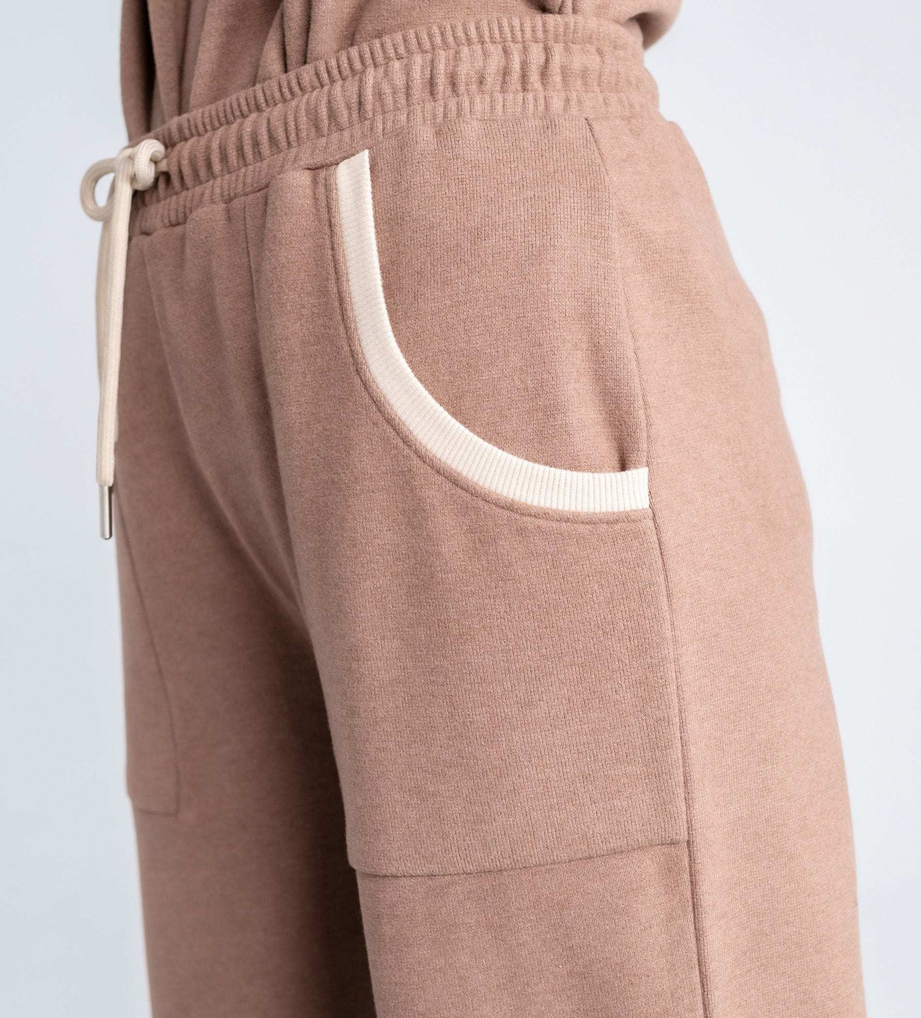 Trackpants Wide Leg Trackpant Classic Brown wide leg trackpant with Contrasting Ribbed Accents