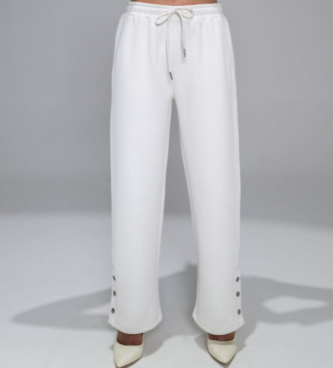 Trackpants Wide Leg Trackpant Fashion-Forward Snap Button white Trackpants