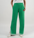 Trackpants Wide Leg Trackpant Green Track Pants with Bone detail
