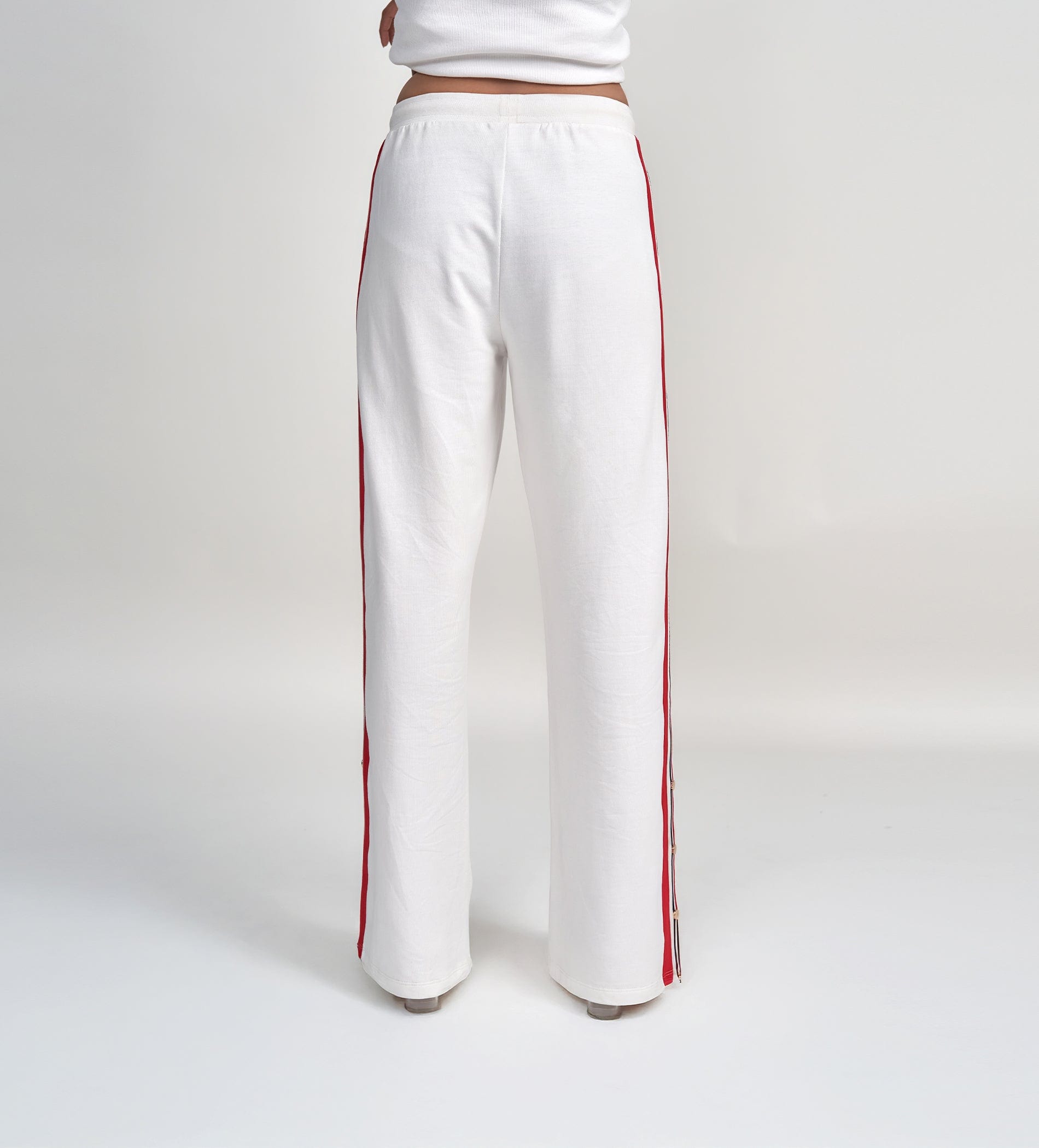 Trackpants Wide Leg Trackpant Luxe White Track with Gold Accents