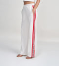 Trackpants Wide Leg Trackpant Luxe White Track with Gold Accents