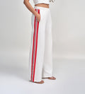 Trackpants Wide Leg Trackpant Luxe White Track with Gold Accents