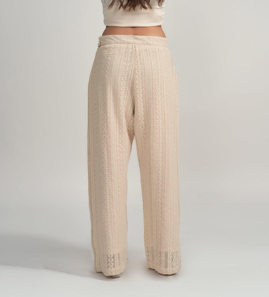 Trackpants Wide Leg Trackpant Soft Cream Crochet Pant