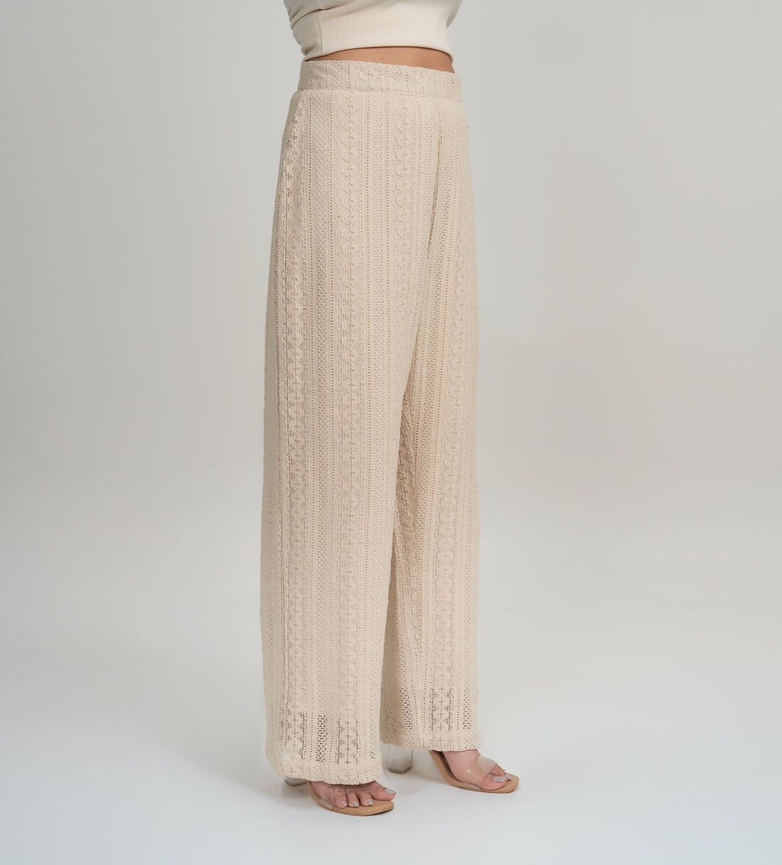Trackpants Wide Leg Trackpant Soft Cream Crochet Pant